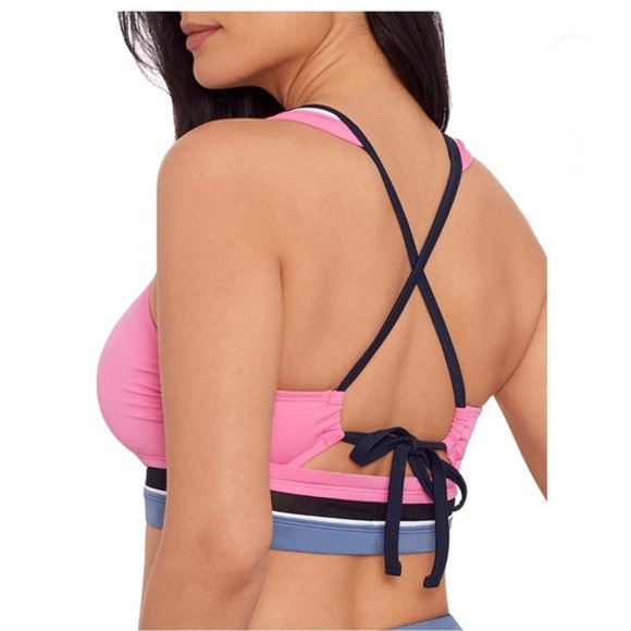 Pink black‎ trim Chlorine Resistant Quick Dry Adjustable Straps Bikini top only - Picture 2 of 4
